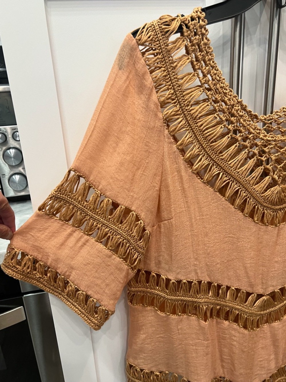 VALUE BUY SHEIN Peachy/Orange Macrame BOHO Top/Layering Piece Sz S - Picture 5 of 6